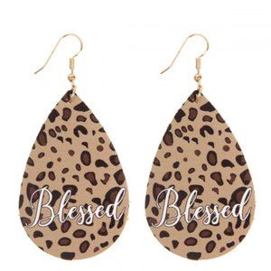 LEOPARD "BLESSED" ANIMAL PRINT EARRINGS